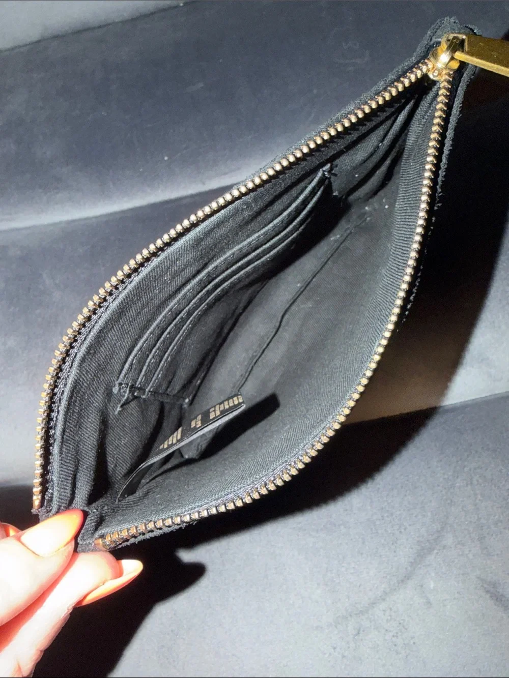 Fossil Black Leather Shimmery Suede Zippered Wristlet SL6818